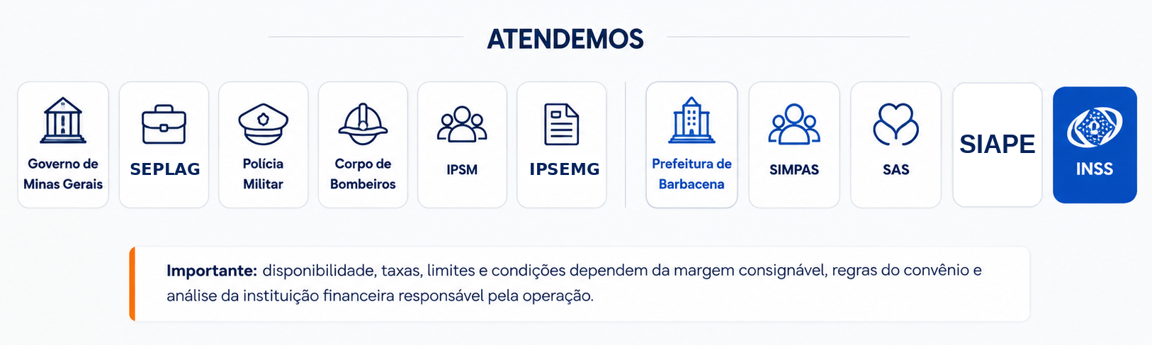 Convênios atendidos pela Crédito Imediato BQ